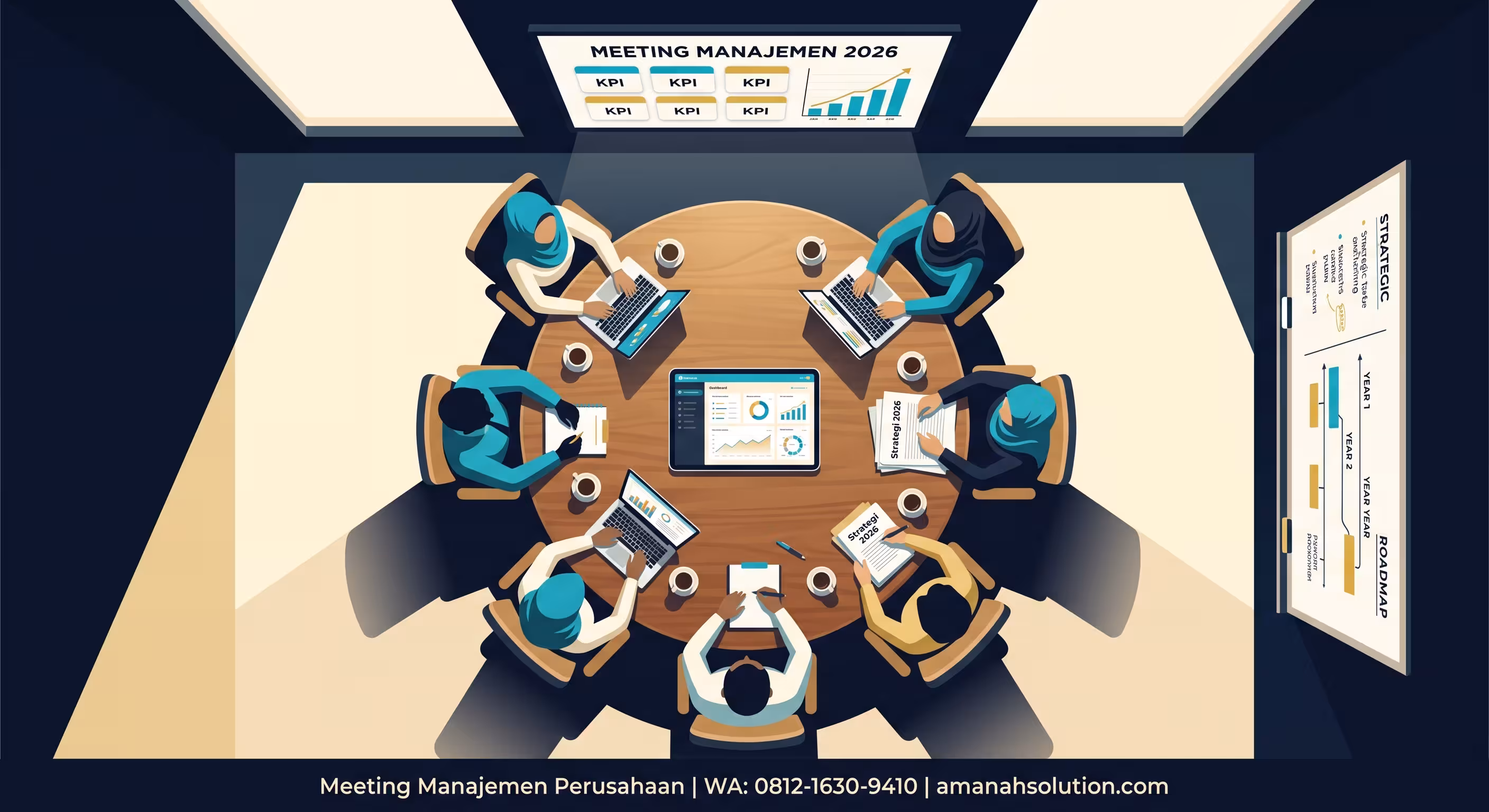 Meeting manajemen perusahaan untuk membangun kolaborasi lintas fungsi