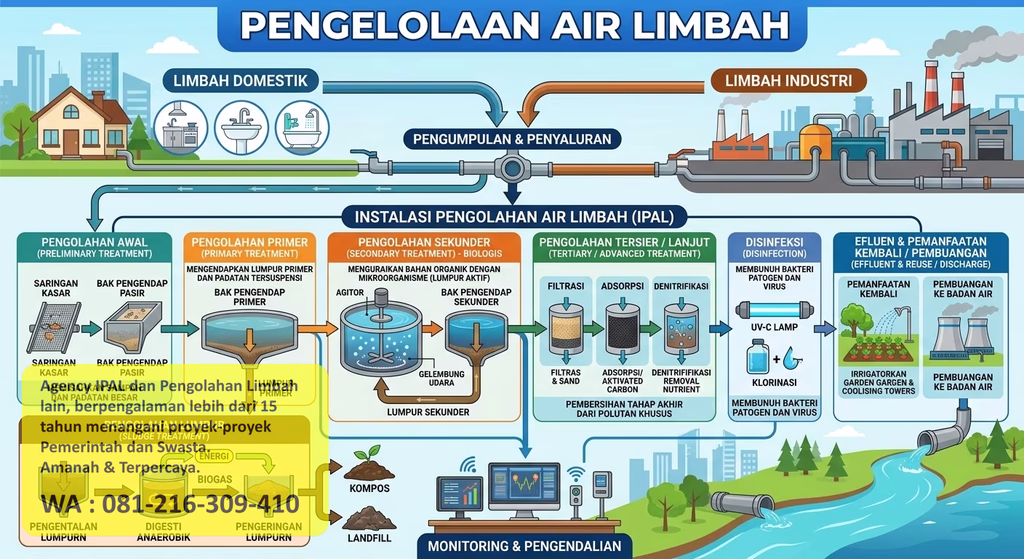 Pengelolaan air limbah sebagai salah satu bidang efisiensi air yang diringkas dalam DRKPL