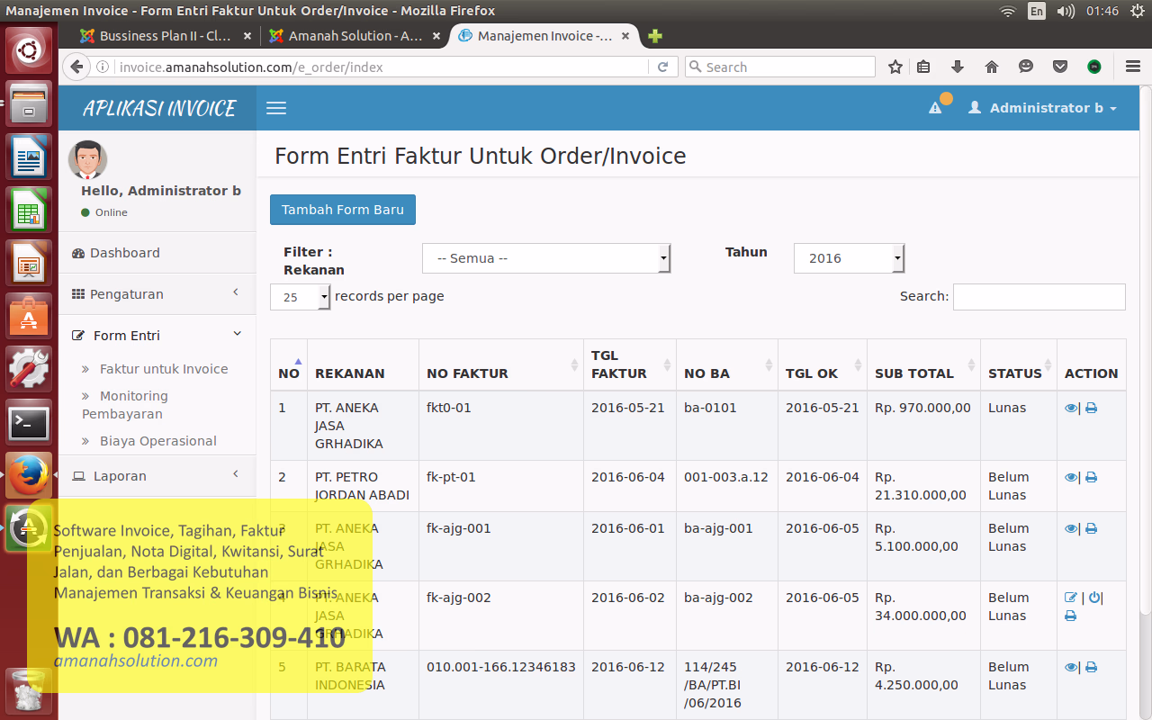 Fitur role akses software invoice Surabaya Gresik Sidoarjo Mojokerto