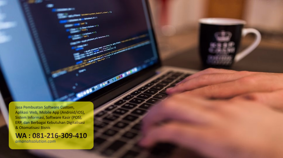 Ilustrasi software development dan coding untuk sistem operasional kurir