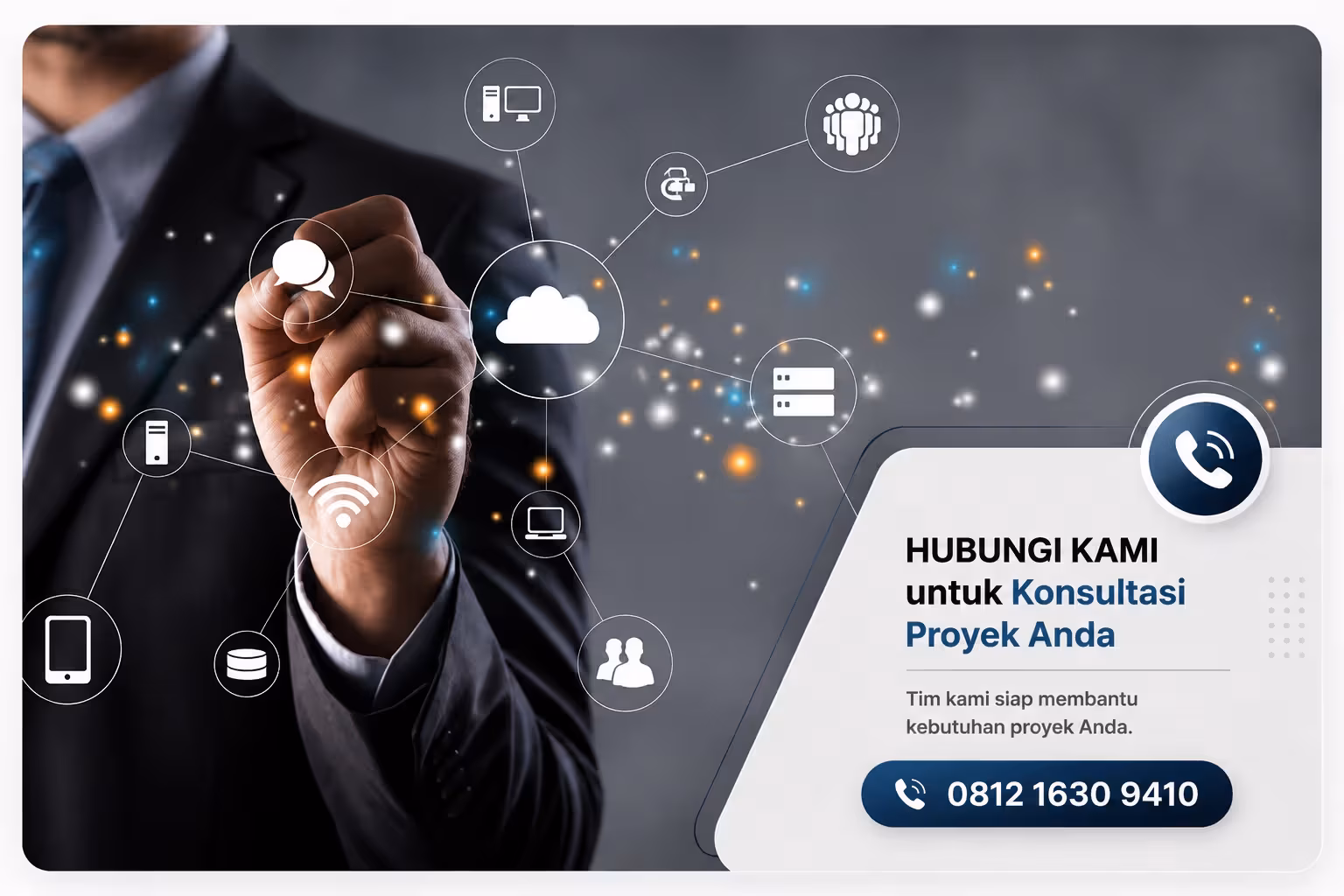 Ilustrasi digitalisasi perusahaan dengan software POS enterprise multi-cabang