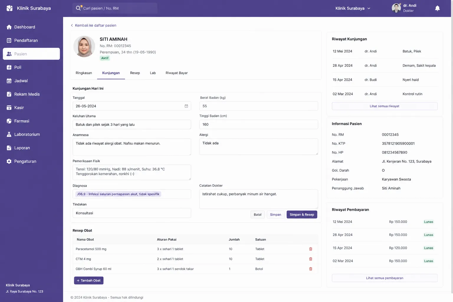 Interface Dashboard Aplikasi Laporan Audit Keuangan Yayasan