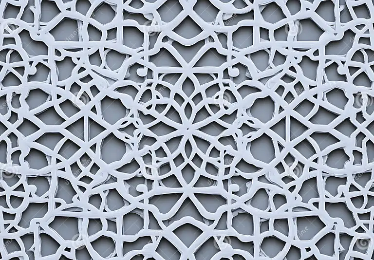 Detail panel GRC masjid motif geometri islami