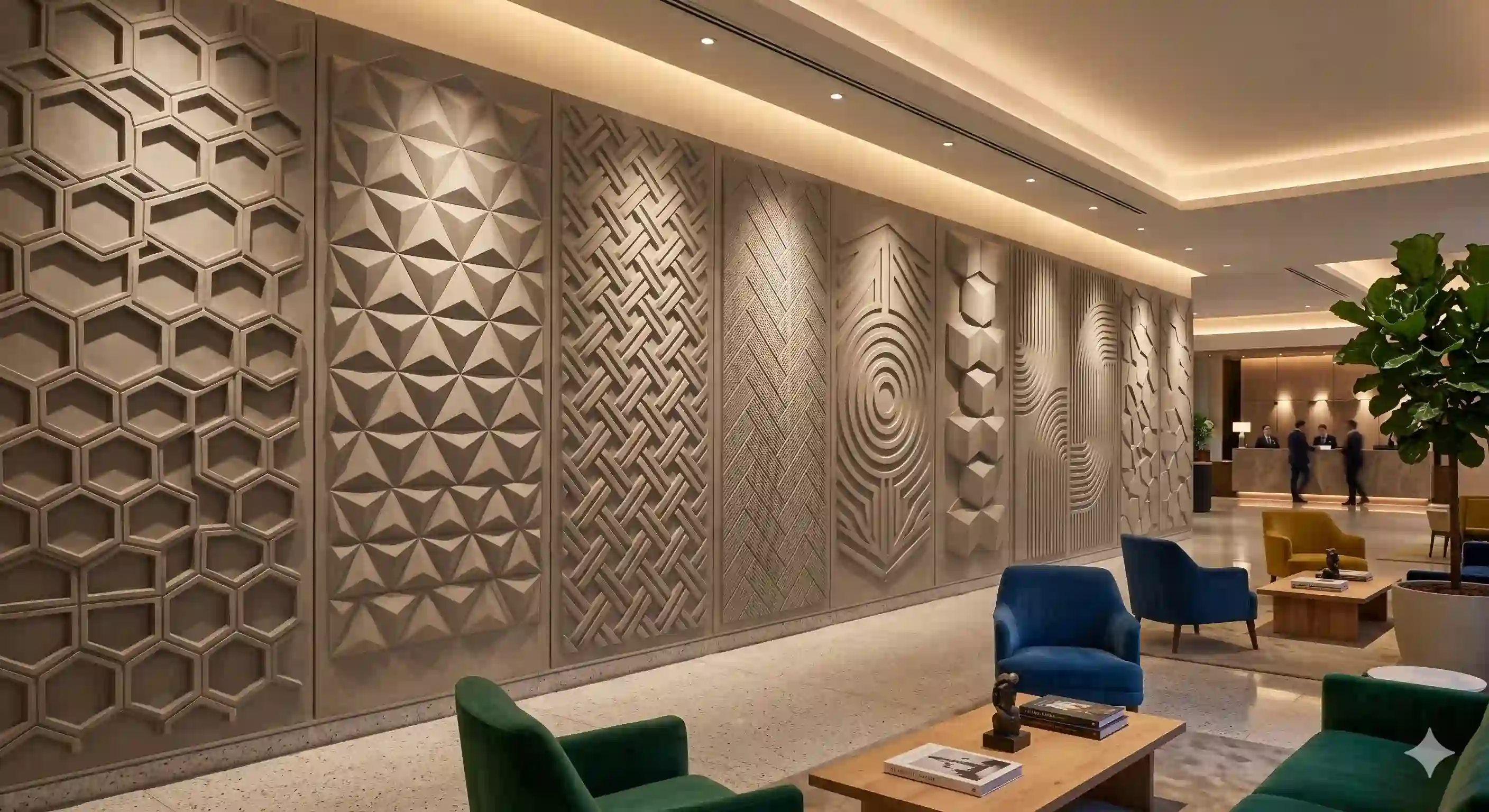 Variasi Motif Geometris GRC Wall Panel Untuk Interior Hotel