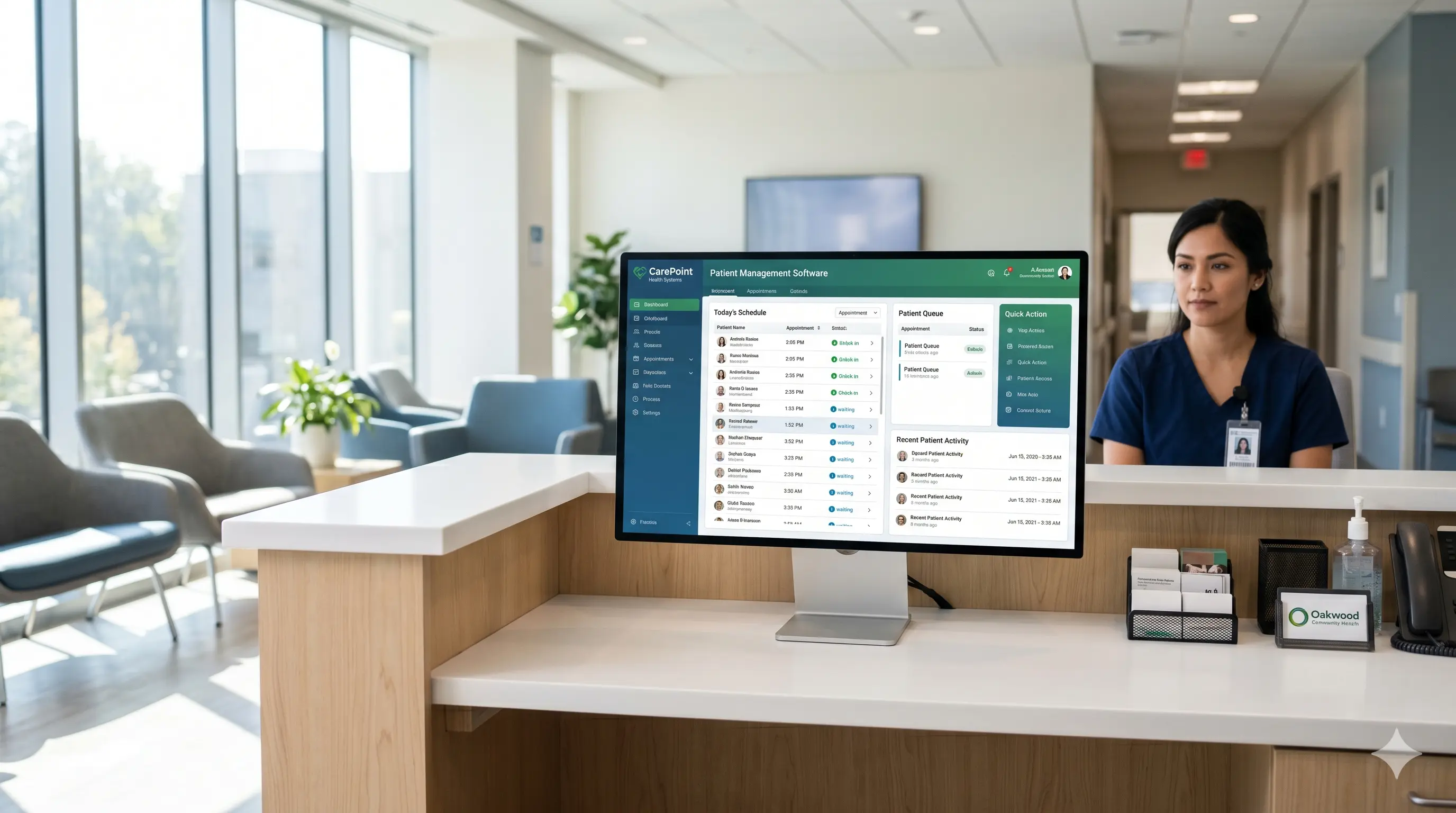 Tampilan dashboard sistem informasi dan aplikasi manajemen pasien klinik terintegrasi karya Amanah Solution untuk fasilitas kesehatan modern.