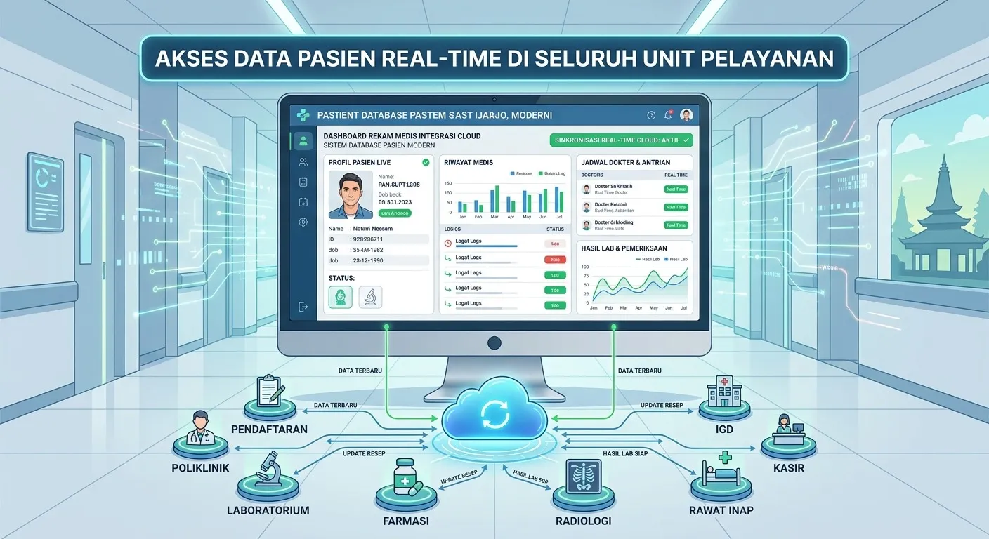 tampilan dashboard software database pasien digital modern