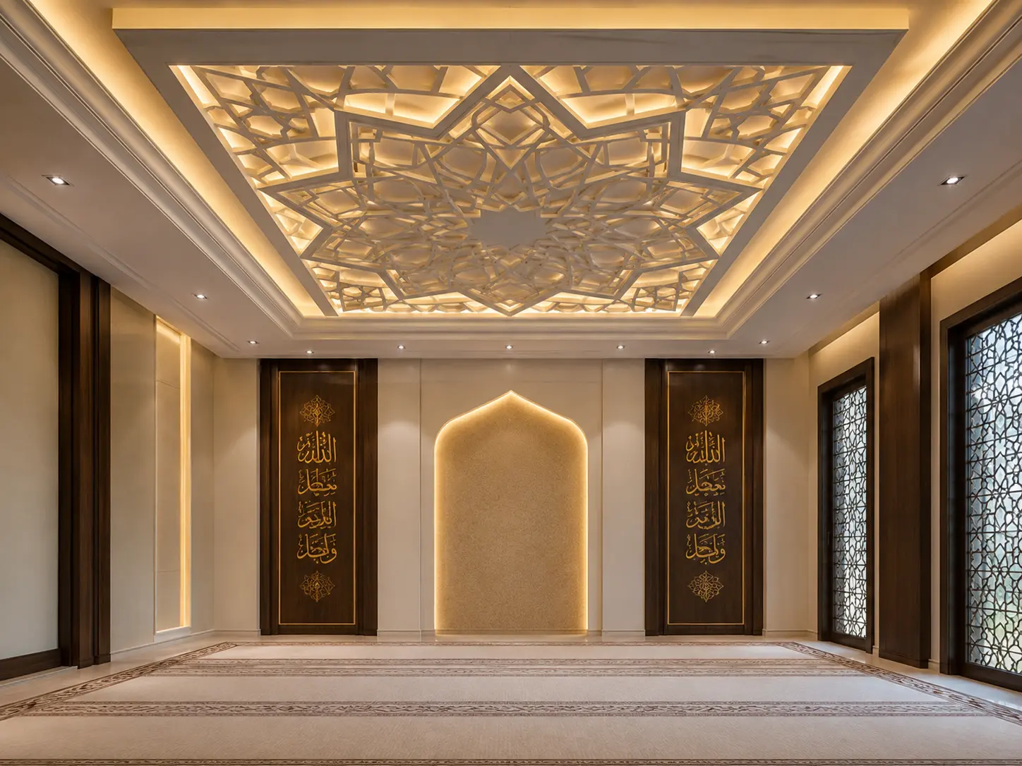 Plafon GRC motif bintang delapan untuk interior masjid