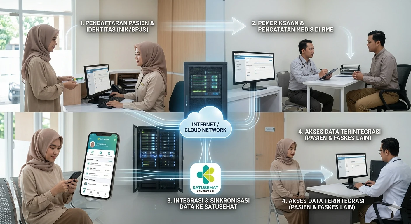 Rekam medis elektronik klinik sistem informasi manajemen SATUSEHAT terintegrasi