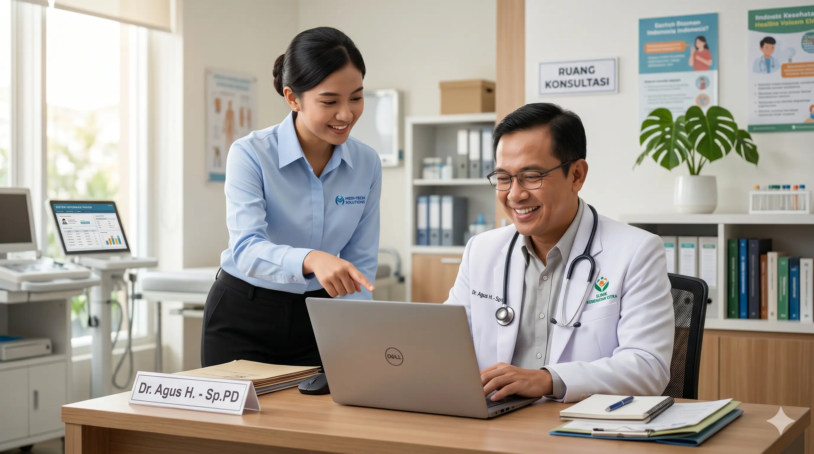 Proses pendampingan in-house training dan instalasi software manajemen klinik kepada dokter penanggung jawab untuk akselerasi pelayanan medis.