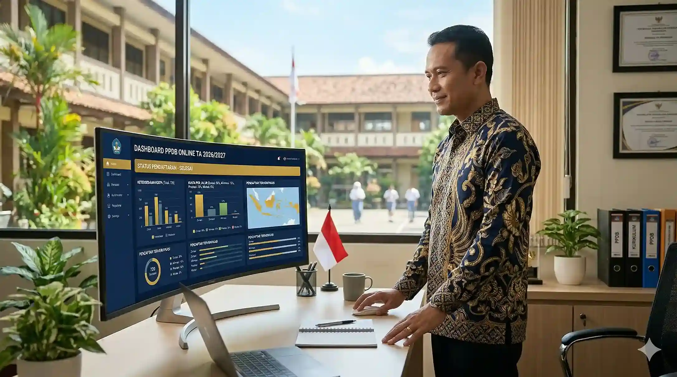 Tampilan dashboard pantauan kuota pendaftar software PPDB sekolah di Pasuruan