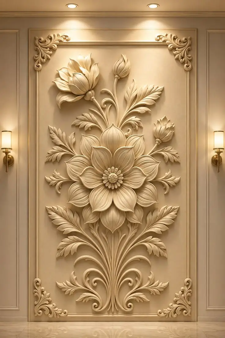 Ornamen Dinding Motif Floral 3D