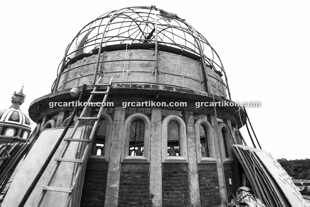 Proses pemasangan kubah GRC masjid - Artistic Structura
